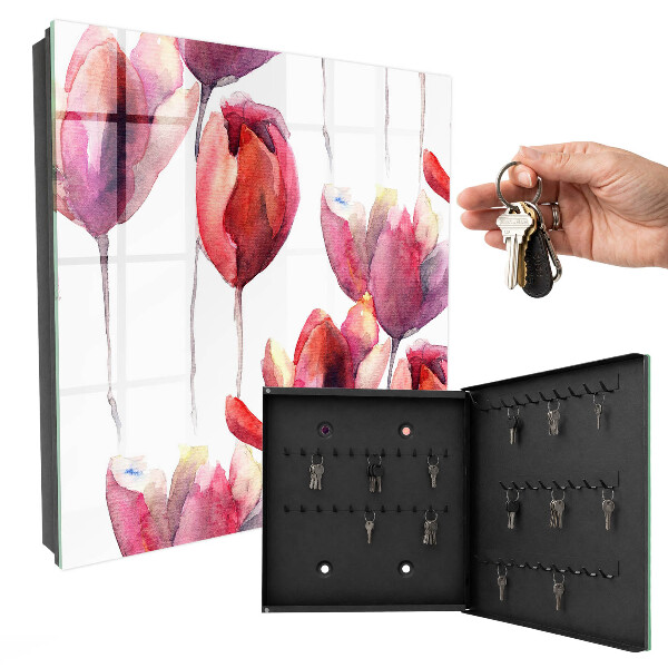 Kulcstartó doboz Akvarell tulipánok