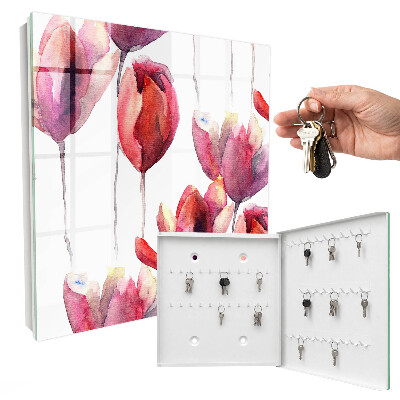 Kulcstartó doboz Akvarell tulipánok