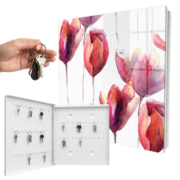 Kulcstartó doboz Akvarell tulipánok
