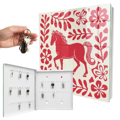 Kulcstartó doboz Népi illusztráció ló motívummal