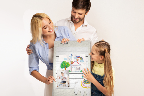 Parafa üzenőtábla Színes jegyzetfüzet lámával és mintákkal
