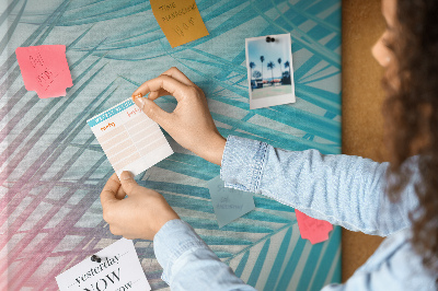 Nagyméretű parafatábla Trópusi pálmalevelek pasztell árnyalatokban