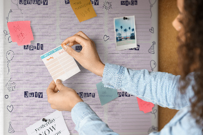 Nagyméretű parafatábla Születésnapi naptár színes lufikkal