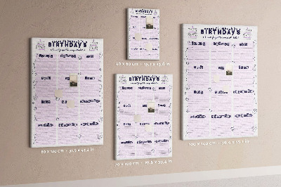 Nagyméretű parafatábla Születésnapi naptár színes lufikkal