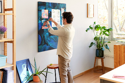 Nagyméretű parafatábla Éjszakai levelek kék árnyalatokban