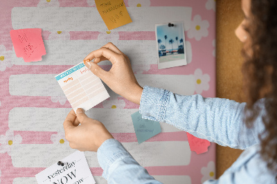 Fali parafa üzenőtábla Virágminta rózsaszín háttéren