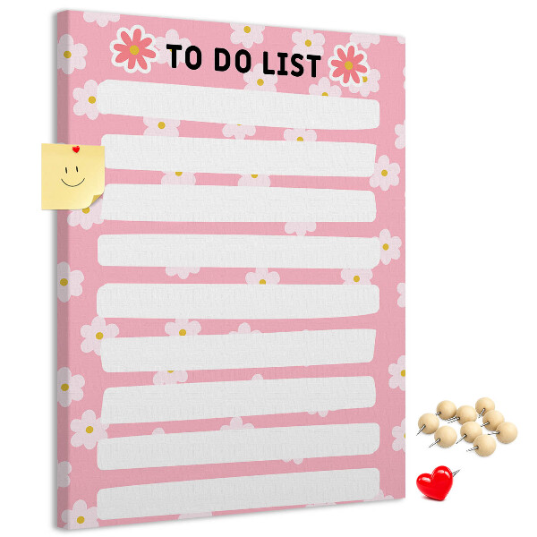 Fali parafa üzenőtábla Virágminta rózsaszín háttéren