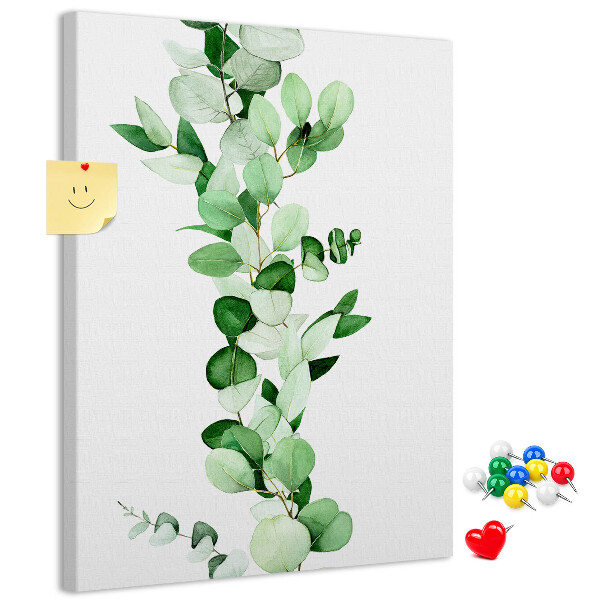 Nagyméretű parafatábla Zöld levelek világos háttér előtt