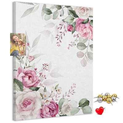 Fali parafa üzenőtábla Virágminta finom rózsaszín árnyalatokban
