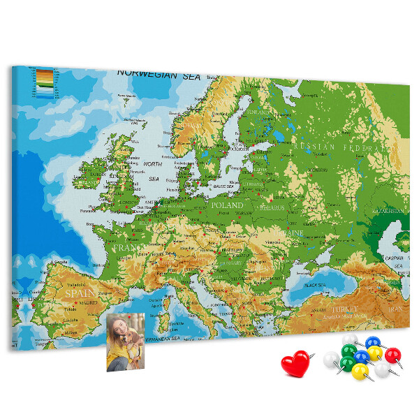 Nagy parafatábla Európa térképe földrajzi jelzésekkel.