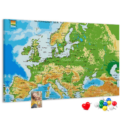 Nagy parafatábla Európa térképe földrajzi jelzésekkel.