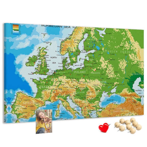 Nagy parafatábla Európa térképe földrajzi jelzésekkel.