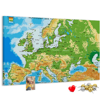 Nagy parafatábla Európa térképe földrajzi jelzésekkel.