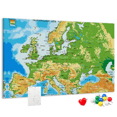 Nagy parafatábla Európa térképe földrajzi jelzésekkel.
