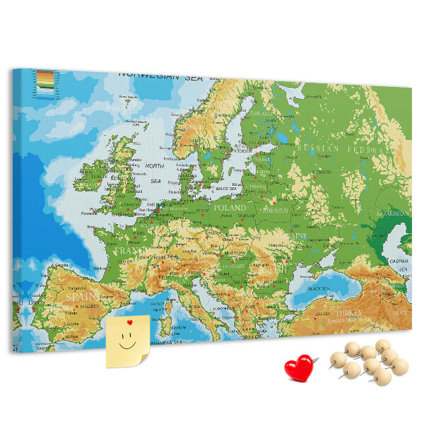 Nagy parafatábla Európa térképe földrajzi jelzésekkel.