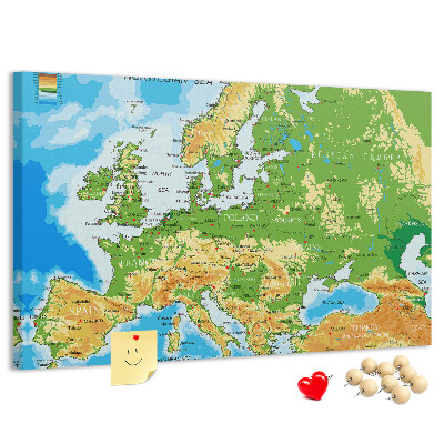 Nagy parafatábla Európa térképe földrajzi jelzésekkel.