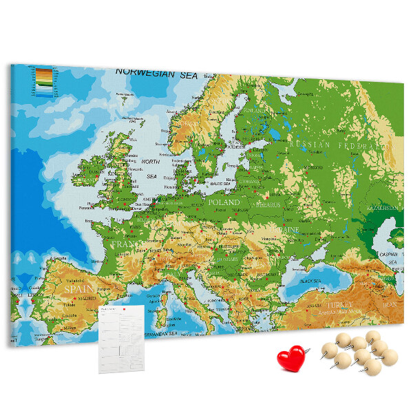 Nagy parafatábla Európa térképe földrajzi jelzésekkel.