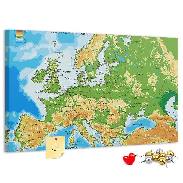 Nagy parafatábla Európa térképe földrajzi jelzésekkel.