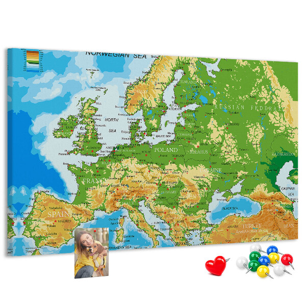Nagy parafatábla Európa térképe földrajzi jelzésekkel.