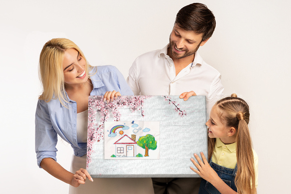 Parafatábla falra Virágos ágak fehér fa háttéren