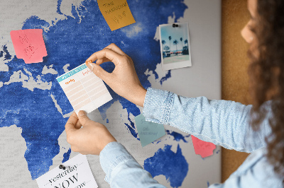 Színes parafatábla Kék akvarell világtérkép
