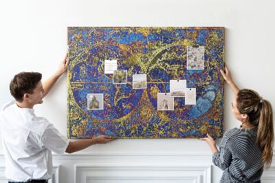 Színes parafatábla Egy ősi világtérkép gazdag színekkel
