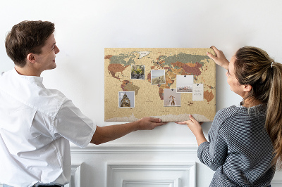 Színes parafatábla Egy ősi világtérkép visszafogott színekben