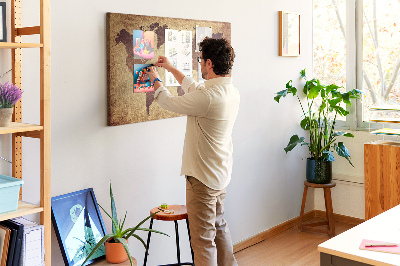 Színes parafatábla Barna tónusú ősi világtérkép