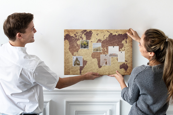 Színes parafatábla Barna tónusú ősi világtérkép