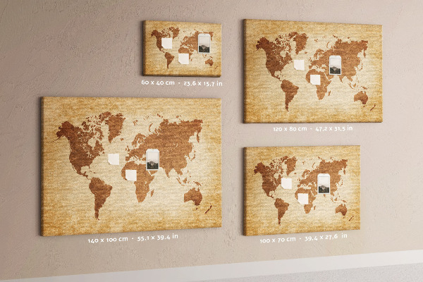 Nagy parafatábla Barna tónusú ősi világtérkép