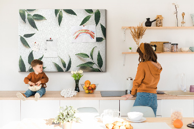 Színes parafatábla Levelek finom, minimalista elrendezésben