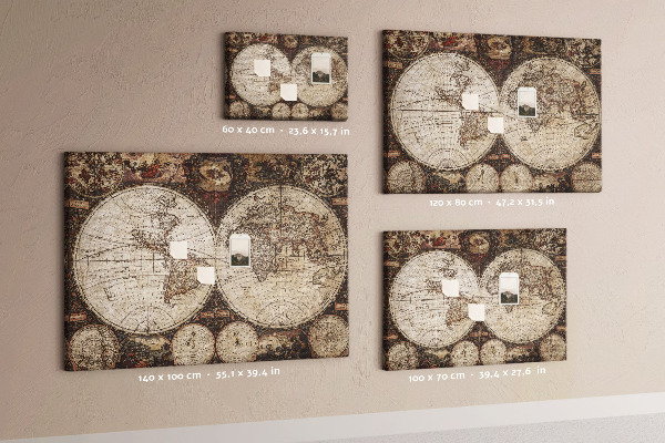 Parafatábla falra Ősi világtérkép földrajzi részletekkel