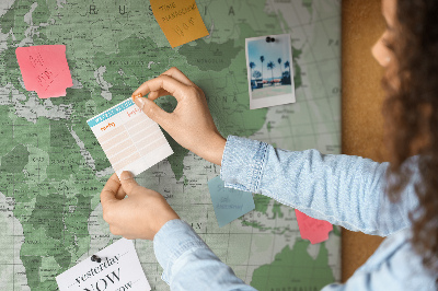 Parafatábla falra Zöld világtérkép kontinensekkel