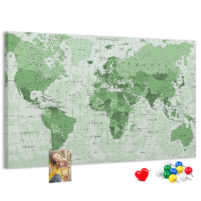 Parafatábla falra Zöld világtérkép kontinensekkel