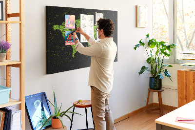 Nagy parafatábla Zöld világtérkép fekete alapon