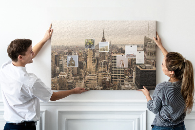 Színes parafatábla New York látképe felhőkarcolókkal