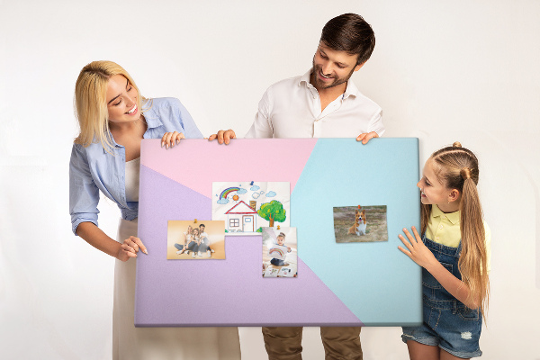 Színes parafatábla Pasztell formák geometriája színekben.