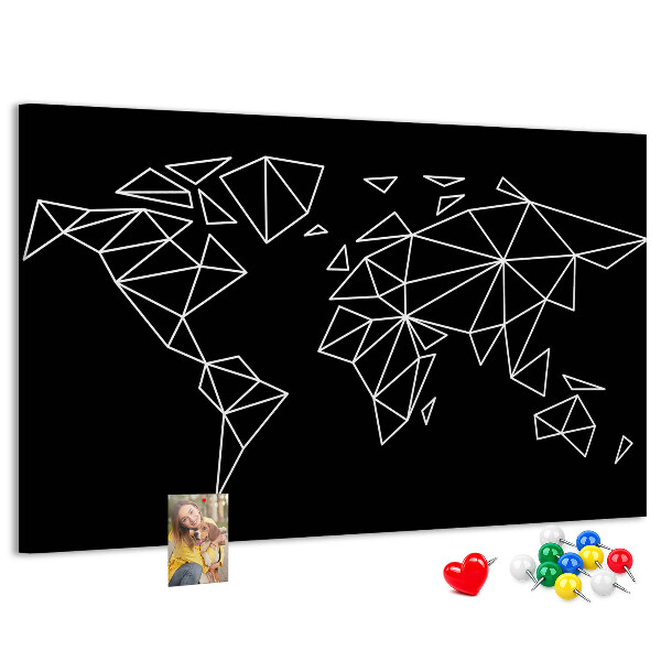 Parafatábla falra A világ geometriája fehér kontúrokban