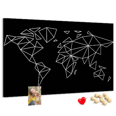 Parafatábla falra A világ geometriája fehér kontúrokban