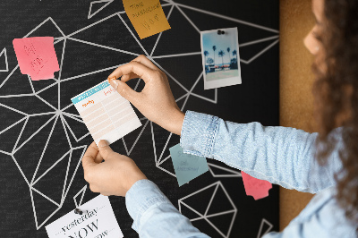 Parafatábla falra A világ geometriája fehér kontúrokban
