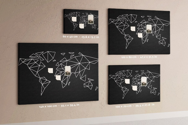 Parafatábla falra A világ geometriája fehér kontúrokban