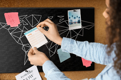 Parafatábla falra A világ geometriája fehér kontúrokban