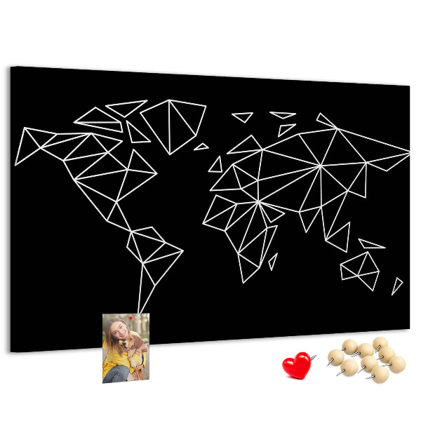 Parafatábla falra A világ geometriája fehér kontúrokban