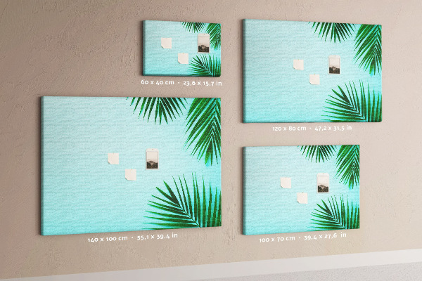 Parafatábla falra Trópusi levelek kék háttérrel