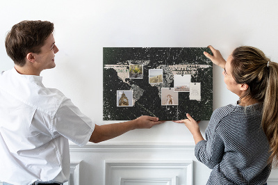 Színes parafatábla Egy világtérkép egy dollárjegy alapon