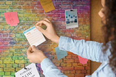 Parafatábla falra Színes téglafal szivárványban