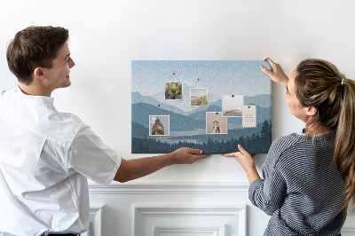 Parafatábla falra Hegyi táj kék árnyalatokban