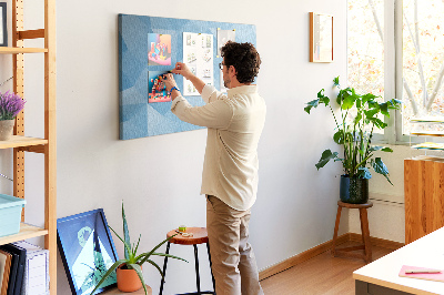 Színes parafatábla Geometrikus kék háromszögek árnyalatokban