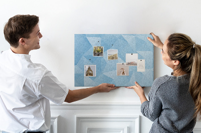 Színes parafatábla Geometrikus kék háromszögek árnyalatokban