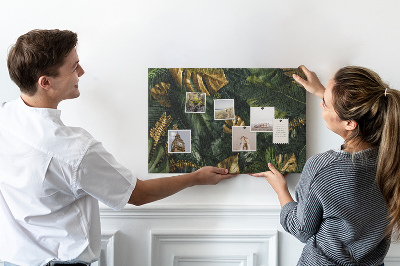 Parafatábla falra Arany levelek sötétzöld háttéren